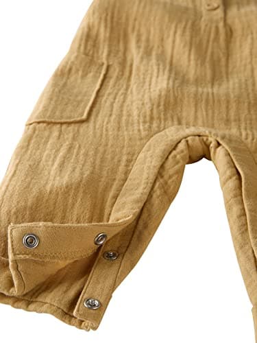 little planet by carter's unisex-baby Organic Cotton Overall Jumpsuit, Ochre Solid, 9 Months - Image 3