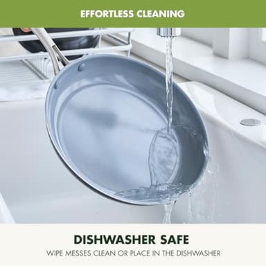 GreenPan 12 Piece Nonstick Swift Cookware Set, Ceramic PFAS-Free Pots & Pans with Lids, Dishwasher & Oven/Broiler Safe to 600F, Kitchen Cooking Set, Sauce, Saute, Stock, Frying Pans, Gray - Image 8