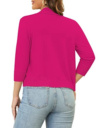 GoMamee Women's Bolero Shrug 3/4 Sleeve Open Front Short Cropped Cardigan Sweaters Jackets, Rose S - Image 5