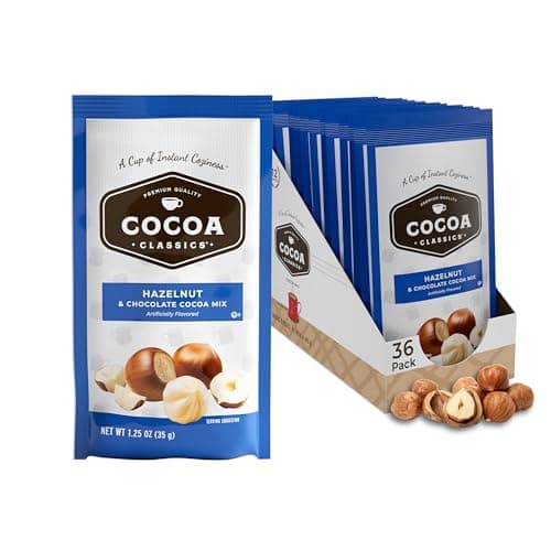 Cocoa Classics Hazelnut Cocoa Mix, Hot Chocolate, Made with Nonfat Milk, Just Add Hot Water, Make Hot or Iced Cocoa, Gluten Free & Kosher Dairy Friendly, 1.25oz Packets (Pack of 36) - Image 1