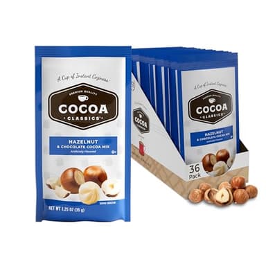 Cocoa Classics Hazelnut Cocoa Mix, Hot Chocolate, Made with Nonfat Milk, Just Add Hot Water, Make Hot or Iced Cocoa, Gluten Free & Kosher Dairy Friendly, 1.25oz Packets (Pack of 36) - Image 1