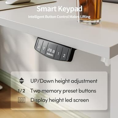 Agilestic Electric Standing Desk, 55 x 24 Inches Height Adjustable Desk, Sit Stand up for Work Office Home, Ergonomic Rising Computer Table with Memory Preset, White - Image 8