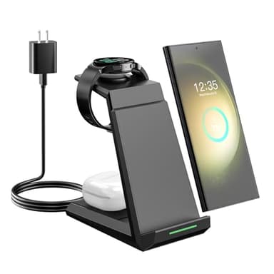 Wireless Charger for Samsung - NANAMI 3 in 1 Charging Station for Multiple Devices, Fast Charger Stand for Galaxy S25 S24 S23 Ultra S22 S21 Z Flip Fold 4,Galaxy Watch 6/5/5 Pro/4/3, Galaxy Buds 2 Pro - Image 1
