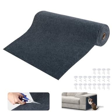 Cat Scratching Mat, Trimmable Self-Adhesive Cat Carpet for Cat Tree Cat Scratching Post Replacement, Cat Couch Protector from Cat Claws, Cat Scratch Furniture Protector (Dark Gray, 78.7"x15.8") - Image 1