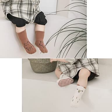 Exegawe Toddler Non Slip Socks, Cute Baby Socks with Grips Crew Socks 5 Pairs(H,M/1-3y) - Image 6