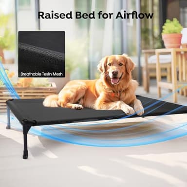 Veehoo Cooling Elevated Dog Bed Add Removable Waterproof Bolster Cushion Mat, Raised Pet Cot with Breathable Teslin Mesh, No-Slip Feet, Dog Sofa Bed for Indoor Outdoor, Medium, Black CWC2331B - Image 6