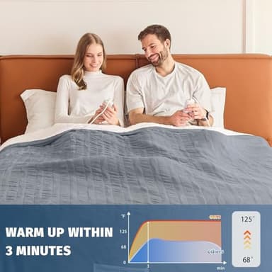 King Size Heated Electric Blanket - 90" x 108" with Dual Control, 10 Heating Levels & 8 Hours Auto Off, Soft Warm Flannel Gifts with Over-Heat Protection, ETL & FCC Certified - Image 6