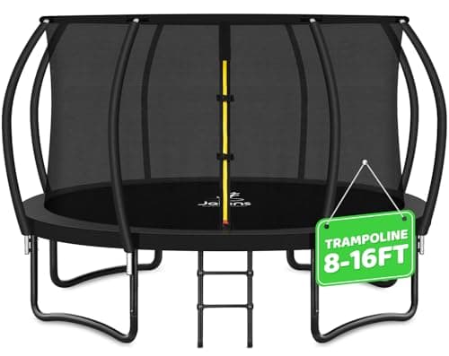 JELENS Trampoline 8FT 10FT 12FT 14FT 16FT, Recreational Trampolines with Enclosure Net and Ladder, Outdoor Anti-Rust Trampolines for Kids and Adults, ASTM Approved - Image 1