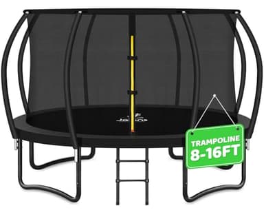 JELENS Trampoline 8FT 10FT 12FT 14FT 16FT, Recreational Trampolines with Enclosure Net and Ladder, Outdoor Anti-Rust Trampolines for Kids and Adults, ASTM Approved - Image 1