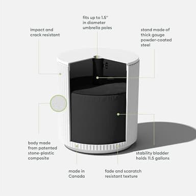 Veradek Umbrella Side Table - Outdoor Patio Table with Umbrella Hole for Porch/Patio | Durable Plastic-Stone Composite Material & Easy Assembly | Modern Coffee, Picnic or Poolside Table - Image 4