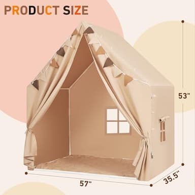 MORITECK Kids Play Tent with Padded Mat & Star LED Lights for Ages 4-8-10 Year Old Girls Boys, Large Cute Indoor Play Room House Tent for Toddler Children - Image 3