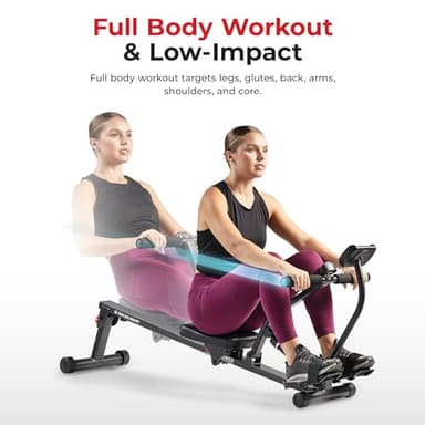 Sunny Health & Fitness Smart Compact Adjustable Rowing Machine, 12 Levels Adjustable Resistance, Complete Body Workout, Connect via Bluetooth with Exclusive SunnyFit App - SF-RW1205SMART - Image 2