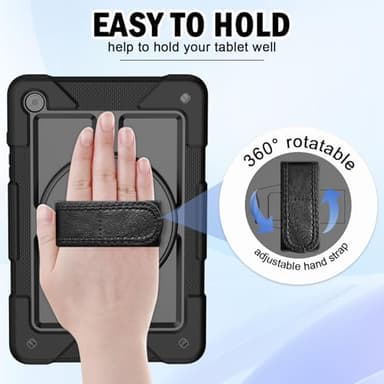 BMOUO for Samsung Galaxy Tab A9+ Plus Case 11" 2023 (SM-X210/X216/X218), Shockproof Galaxy Tab A9 Plus Case with Rotating Stand and Hand/Shoulder Strap, Black - Image 7