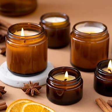 KEYWING 2oz Small Glass Jars, 35 Pack Amber Glass Cosmetic Jars with Black Lids, Round Sample Container with Inner Liners for Cream, Lotions, Powders and Ointments - Image 5
