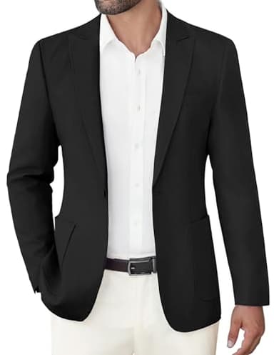 COOFANDY Men's Dress Blazer Jacket Big and Tall Knit Sport Coat for Travel Holiday Party Prom Black - Image 1