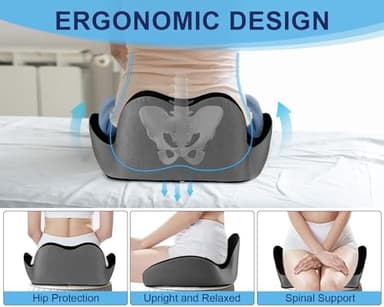 Premium Orthopedic Seat Cushion,X Large Breathable Office Chair Cushion - Enhanced Hip & Tailbone Support,Pressure Relief Sciatica & Leg Relief Let 8+ Hour Sitting Comfort, for Office/Game/Wheelchair - Image 3