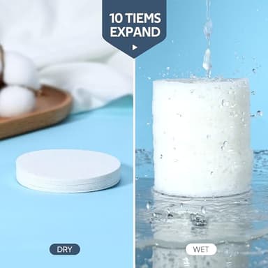 50-Count Compressed Facial Sponges, GAINWELL White Cellulose 100% Natural Cosmetic Spa Sponges for Facial Cleansing, Exfoliating Mask, Makeup Removal - Image 4