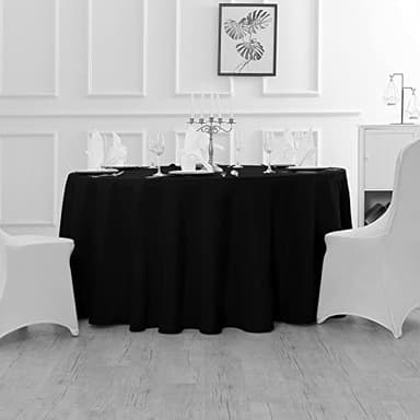 Fokitut 2 Pack Waterproof Round Tablecloth, 132 Inch, Stain Resistant and Wrinkle Polyester Table Cloth, Fabric Table Cover for Kitchen Dining, Wedding, Party, Holiday Dinner-Black - Image 5