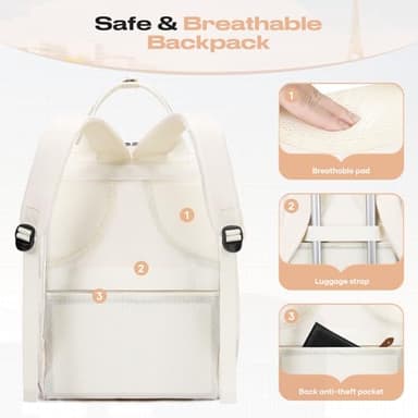 Maelstrom Travel Backpack for Women Men,Laptop Backpack Fits 15.6-17.3 Inch Laptop, Nurse/Teacher/Work Bag with Insulated Lunch Box,Water Resistant Carry On Backpack,Beige - Image 6