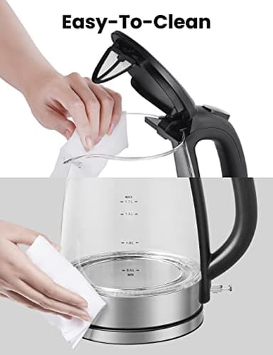 COMFEE' Glass Electric Tea Kettle & Hot Water Kettle Electric, 1.7L Electric Kettle with LED Indicator, 1500W Fast Boil, Auto Shut-Off and Boil-Dry Protection - Image 6