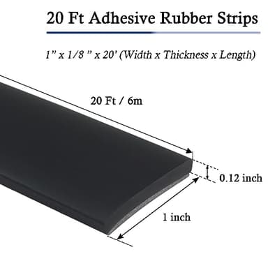 Neoprene Rubber Strips Self Adhesive Solid Rubber Sheets, Rolls & Strips for DIY Gaskets Crafts Pads Seals Warehouse Flooring Neoprene Sheet with Adhesive Backing (1" Wide x 1/8" Thick x 20' Long) - Image 6