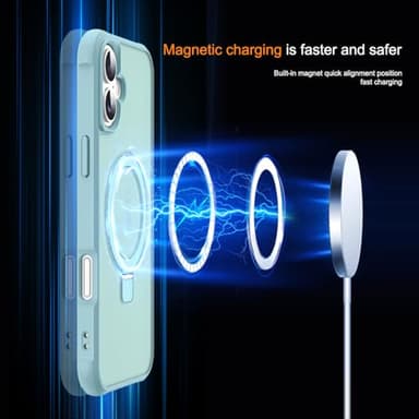 SKYLMW Compatible with iPhone 16 Case with Invisible Magnetic O-Ring Stand Military-Grade Translucent Case for iPhone 16 6.1" [Compatible with Mag-Safe][Great Grip Feeling], Blue - Image 3