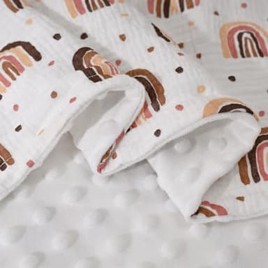 Soarwg Kids Baby Blanket Unisex Newborn, Super Soft Nursery Minky Blankets with Muslin Cotton for Boys Girls, Toddler Baby Nursery Bed Blanket Shower Gifts, 30 x 40 Inch - Image 5