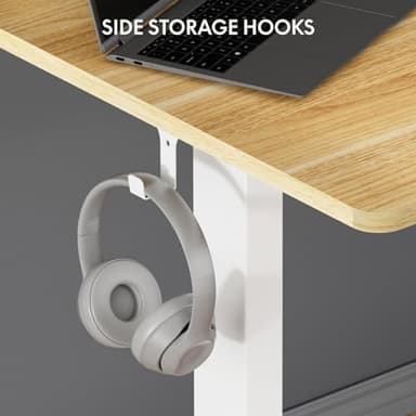 FLEXISPOT EN1 One-Piece Standing Desk 40 x 24 Inches Height Adjustable Desk Electric Sit Stand Up Desk Home Office Desks Computer Workstation (White Frame + Maple Desktop) - Image 5