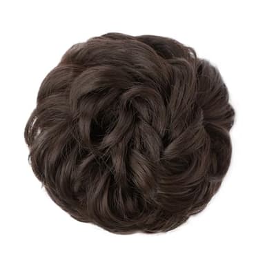 MORICA Messy Bun Hair Piece Curly Fake Hair Bun Scrunchies Extensions Synthetic Chignon Updo Hairpieces for Women Dark Brown - Image 2