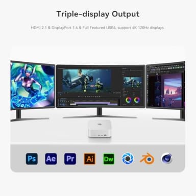 Beelink SER8 Mini Pc,AMD Ryzen 7 8745HS (up to 4.9GHz),32GB DDR5 RAM & 1TB PCIe4.0 SSD,AMD Radeon 780M,Mini Computer Support 4K Triple Display(HDMI+DP+USB4)/WiFi6/BT5.2 Support Win 11 Pro - Image 8