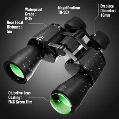 10-30x50 Zoom Binoculars for Adults High Powered - Lightweight Waterproof Binoculars for Hunting Bird Watching Travel Cruise - Image 3