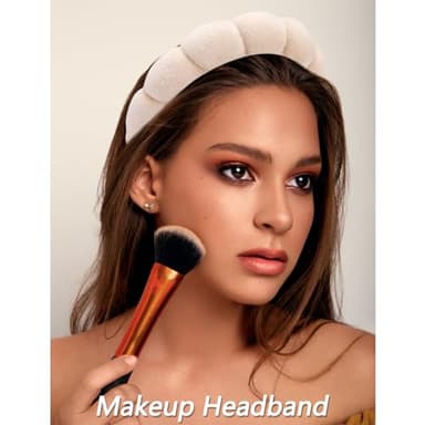 VELSCRUN 6 Pack Spa Headband, Makeup Headband, Face Wash Headbands, Skincare Headbands, Brown Sponge Hair Band Bow Tie Spa Head Band for Washing Face Wristband Set Hair Accessories for Women - Image 3