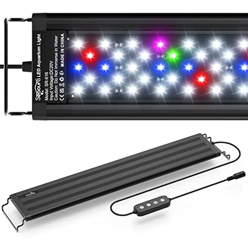 SEAOURA Led Aquarium Light for Plants-Full Spectrum Fish Tank Light with Timer Auto On/Off, 18-24 Inch, Adjustable Brightness, White Blue Red Green Pink LEDs with Extendable Brackets for Freshwater - Image 1