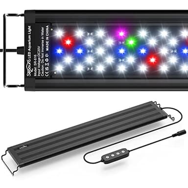 SEAOURA Led Aquarium Light for Plants-Full Spectrum Fish Tank Light with Timer Auto On/Off, 18-24 Inch, Adjustable Brightness, White Blue Red Green Pink LEDs with Extendable Brackets for Freshwater - Image 1