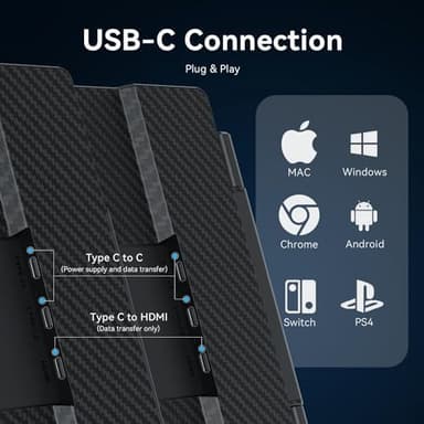 APILDELLA 14'' 1080P Portable Dual Monitor Extender for Laptops - USB C and HDMI, Plug-Play for Dual Display on Mac and Windows, Fits 13''-17.3'' Laptops - Image 4