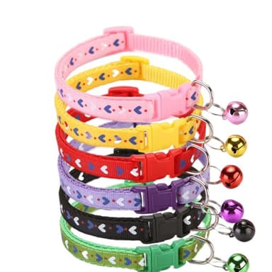 Small Dog Collar with Bell,Soft Nylon Identification Yellow Cat Collar Girl Puppy Collar with Bells Adjustable Buckle for XXS Xs Tiny Little Pet Female Dogs,Neck 7.5-12.5 Inch - Image 6