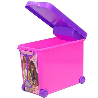 Barbie Store It All! Rolling Storage Bin – Extra-Large Organizer Case with Wheels & Handle for Barbie Dolls, Clothes, Accessories & Playsets – Pink Portable Travel Toy Box - Image 5