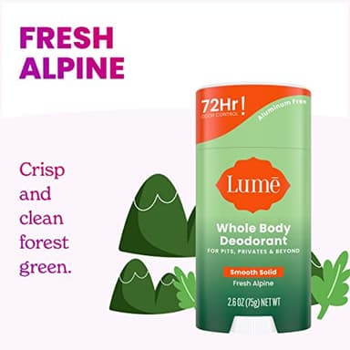 Lume Whole Body Deodorant - Smooth Solid Stick - 72 Hour Odor Control - Doctor Developed - Aluminum Free, Baking Soda Free and Skin Loving - 2.6 Ounce (Pack of 2) (Fresh Alpine) - Image 3