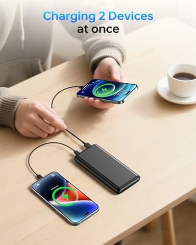 ZZI Portable Charger, 32000mAh 5V/3A Power Bank with Dual 22.5W High-Speed Charging, Thinnest Travel Essentials with LED Display, Battery Pack Compatible with iPhone Samsung iPad etc (Black) - Image 5