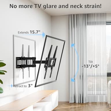 MOUNTUP UL Listed TV Wall Mount, Full Motion TV Mount for Most 26-65 Inch Flat/Curved TVs Fit 16" Wood Stud, Wall Mount TVs Bracket with Dual Swivel Articulating Arm Max VESA 400x400mm up to 88 LBS - Image 5