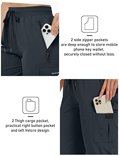 MoFiz Women's Hiking Capris Pants Lightweight Quick Dry Summer Running Athletic Casual Outdoor Cargo Pants for Women Pockets Grey M - Image 4