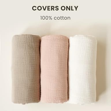 Konssy Muslin Baby Lounger Cover 1 Pack, 100% Cotton Newborn Lounger Sheets, Soft and Breathable Baby Nest Slipcover, Cover Only (Pink) - Image 2