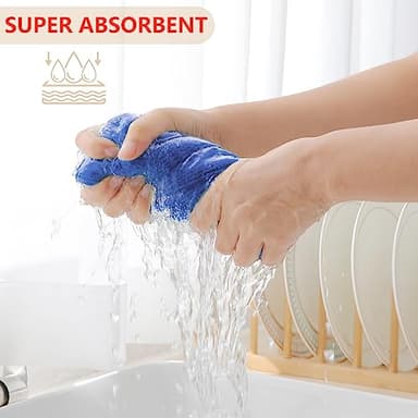 Homaxy 100% Cotton Waffle Weave Kitchen Dish Towels, Ultra Soft Absorbent Quick Drying Cleaning Towel, 13 x 28 Inches, 8-Pack, Blueberry - Image 3