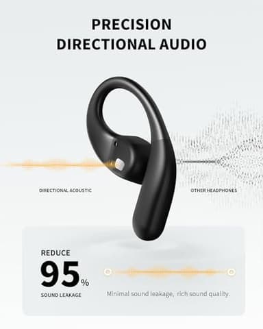 PSIER Open Ear Headphones Bluetooth 5.3 Bone Conduction Headphone with Mic, Wireless Earbuds Premium Stereo Sound Headsets with 40H Playtime, IPX6 Design Open Earphones for Running Cycling(Black) - Image 5