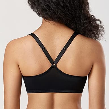 DELIMIRA Women's Front Closure Racerback Bras Plunge Unlined Underwire Full Coverage Seamless Bra B-H Cups Black 44DD - Image 5