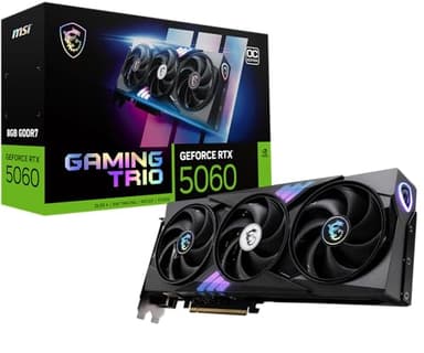 MSI Gaming RTX 5060 8G Gaming Trio OC Graphics Card (8GB GDDR7,128-bit, Extreme Performance: 2640 MHz, DisplayPort x3 2.1a, HDMI 2.1b, NVIDIA Blackwell Architecture) - Image 1