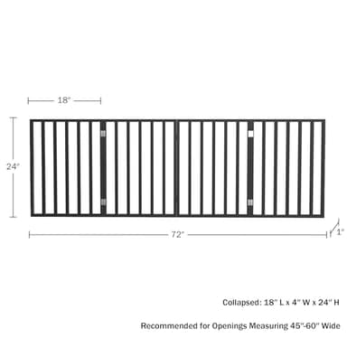 Pet Gate - 4-Panel Indoor Foldable Dog Fence for Stairs, Hallways, or Doorways - 72x24-Inch Wood Freestanding Dog Gates by PETMAKER (Black) - Image 2