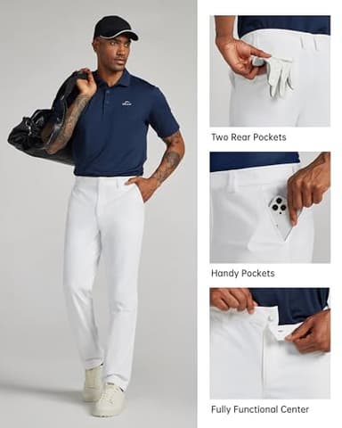Willit Mens Golf Pants Stretch Dress Pants Quick Dry Work Business Slacks Casual Pants with 4 Pockets White 30W x 34L - Image 5