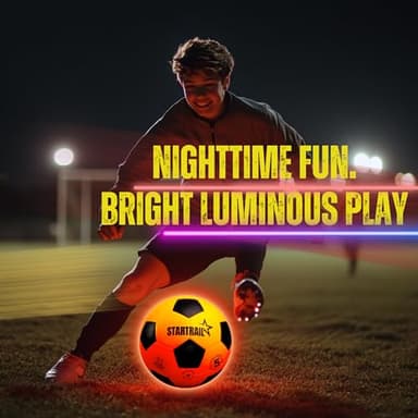 Light Up Soccer Ball, Glow in The Dark Ball NO 5, Soccer Gifts for Boys 8-12, 12-14 Year Old, Kids & Teens Gift Ideas, Sports Toys for Boy & Girl Ages 8 9 10 11 12 13 14 15, Glowing Outdoor Activity - Image 2