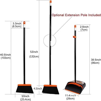 TreeLen Broom and Dustpan Set with 52" Long Handle for Home Kitchen Room Office Lobby Floor Use Upright Stand Up Stand Up Broom with Dustpan Combo - Image 2